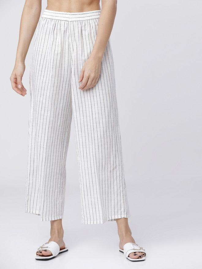 Women Off White & Black Checked Straight Kurta with Palazzo & Dupatta - Off White - Image 12
