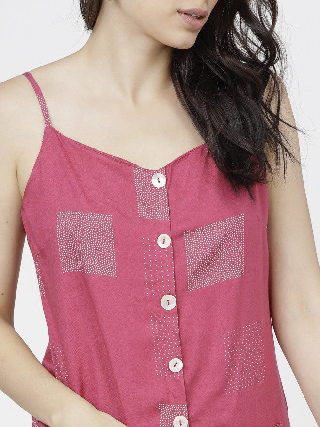 Women Pink Geometric Printed Straight Kurta with Palazzo - Pink - Image 5