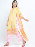 Women Mustard Floral Printed Straight Kurta with Palazzo & Dupatta - Mustard - Image 1