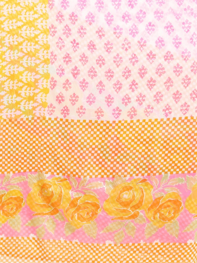 Women Mustard Floral Printed Straight Kurta with Palazzo & Dupatta - Mustard - Image 8