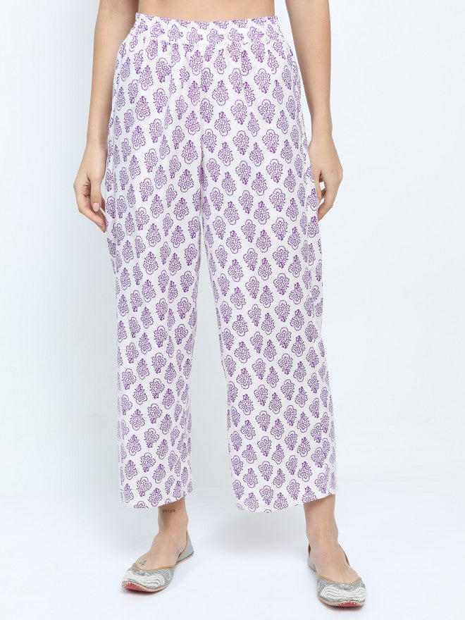 Women Pink & Purple Floral Printed Straight Kurta with Palazzo & Dupatta - Pink - Image 7