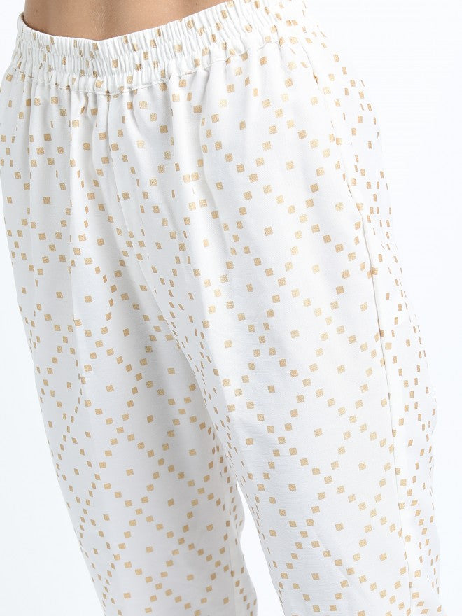 Women Khaki & Mauve Ethnic Motifs Printed Straight Kurta with Palazzo & Dupatta - Beige - Image 7