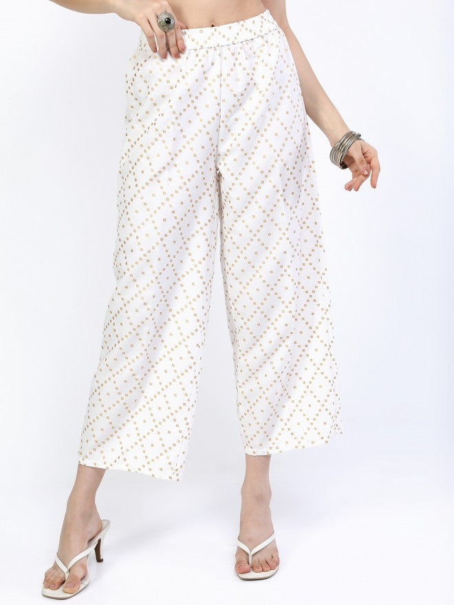 Vishudh Women Khaki/Blue Floral Printed Straight Kurta With Cropped Palazzo And Dupatta - Beige - Image 8