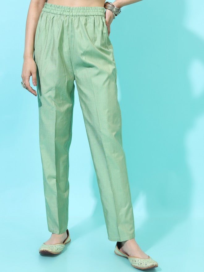 Vishudh Womens Straight Kurta With Palazzo And Dupatta - Green - Image 7