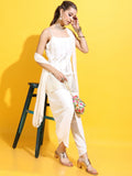 Vishudh Women Straight Top With Dhoti Pant And Dupatta - Off White - Image 1