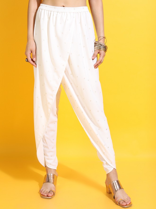 Vishudh Women Straight Top With Dhoti Pant And Dupatta - Off White - Image 7