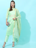 Vishudh Womens Straight Kurta With Palazzo And Dupatta - Green - Image 1