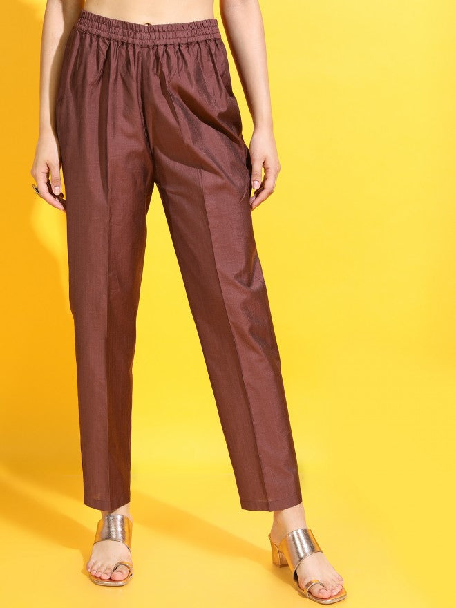 Vishudh Womens Straight Kurta With Palazzo And Dupatta - Maroon - Image 8