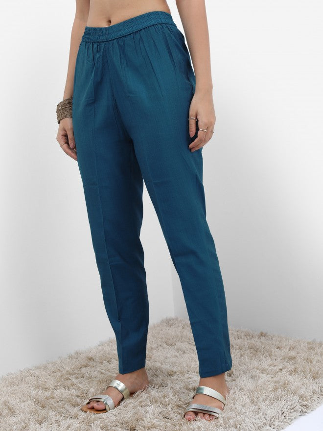 Vishudh Women Blue Printed Kurta With Trouser - Blue - Image 8