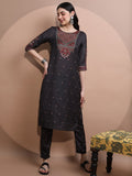 Vishudh Women Black Printed Kurta With Trouser - Black - Image 1
