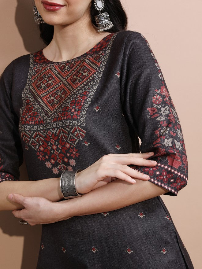 Vishudh Women Black Printed Kurta With Trouser - Black - Image 5
