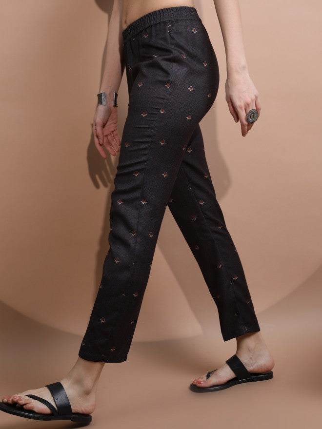 Vishudh Women Black Printed Kurta With Trouser - Black - Image 7