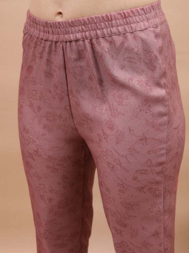 Vishudh Women Pink Printed Kurta With Trouser And Dupatta - Pink - Image 8