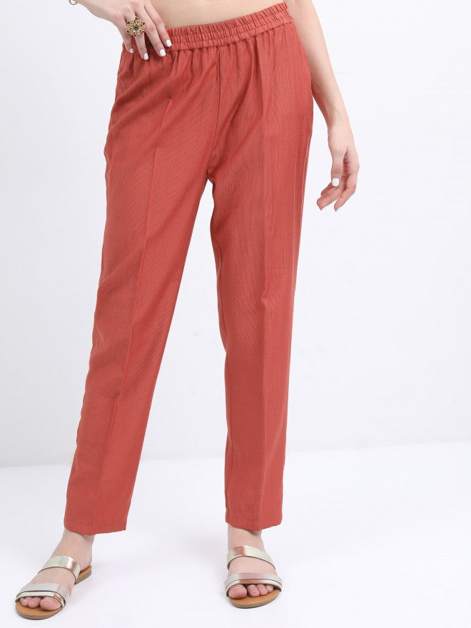 Vishudh Women Terracotta Printed Kurta With Trouser And Dupatta - Terracotta - Image 7