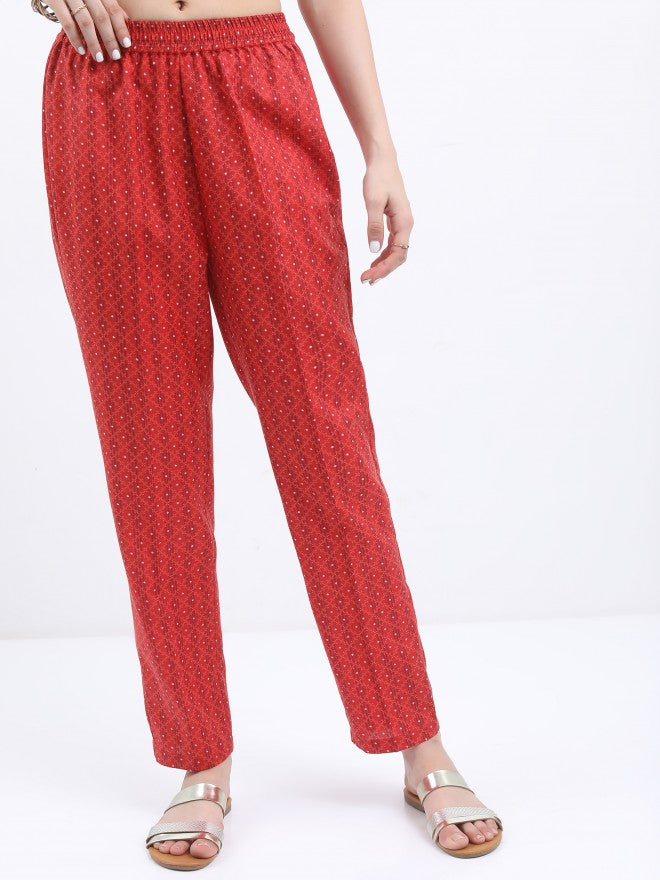 Vishudh Women Red Printed Kurta With Trouser - Red - Image 8