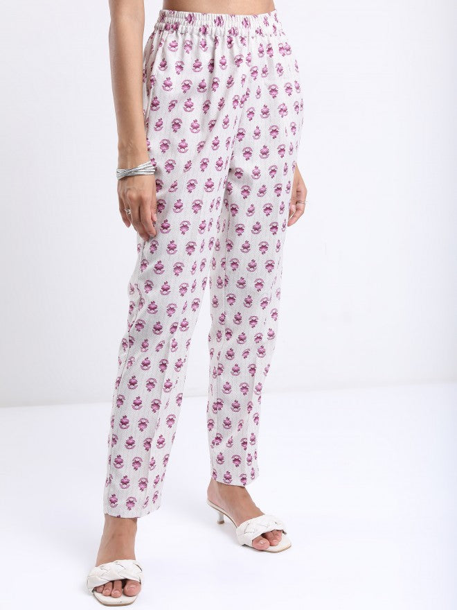 Vishudh Women White Printed Kurta With Trouser And Dupatta - White - Image 7