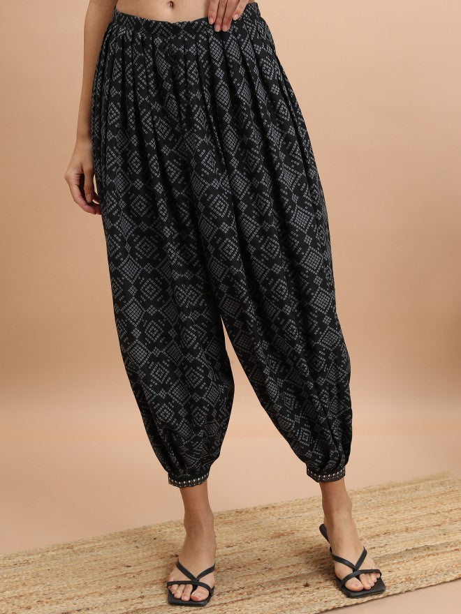Vishudh Women Black Printed Kurta With Trouser And Dupatta - Black - Image 7