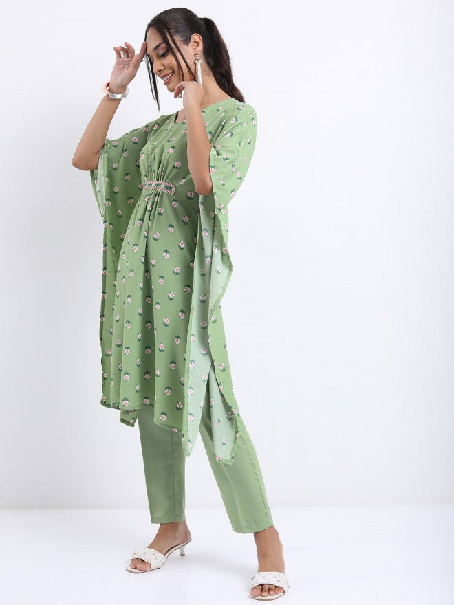 Vishudh Women Green Printed Top With Dhoti Pant - Green - Image 2