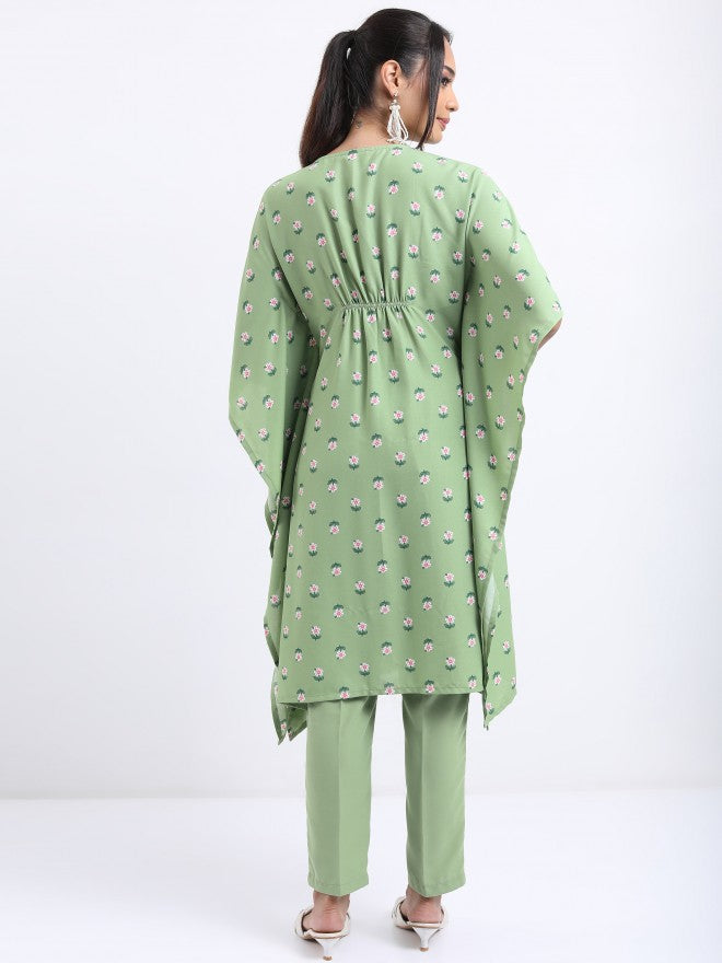 Vishudh Women Green Printed Top With Dhoti Pant - Green - Image 3