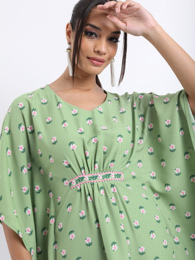 Vishudh Women Green Printed Top With Dhoti Pant - Green - Image 4