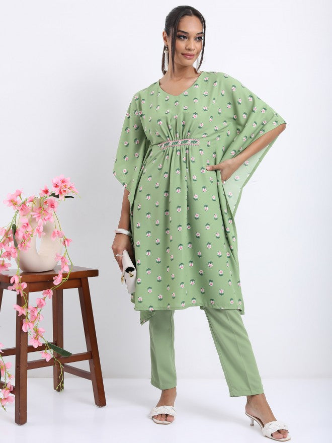 Vishudh Women Green Printed Top With Dhoti Pant - Green - Image 5