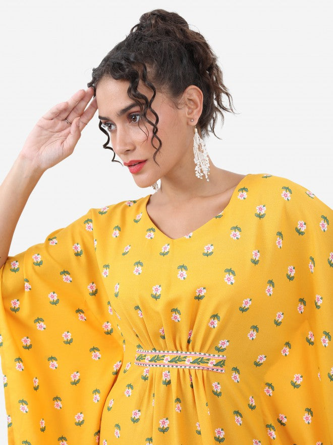 Vishudh Women Yellow Printed Top With Dhoti Pant - Yellow - Image 2