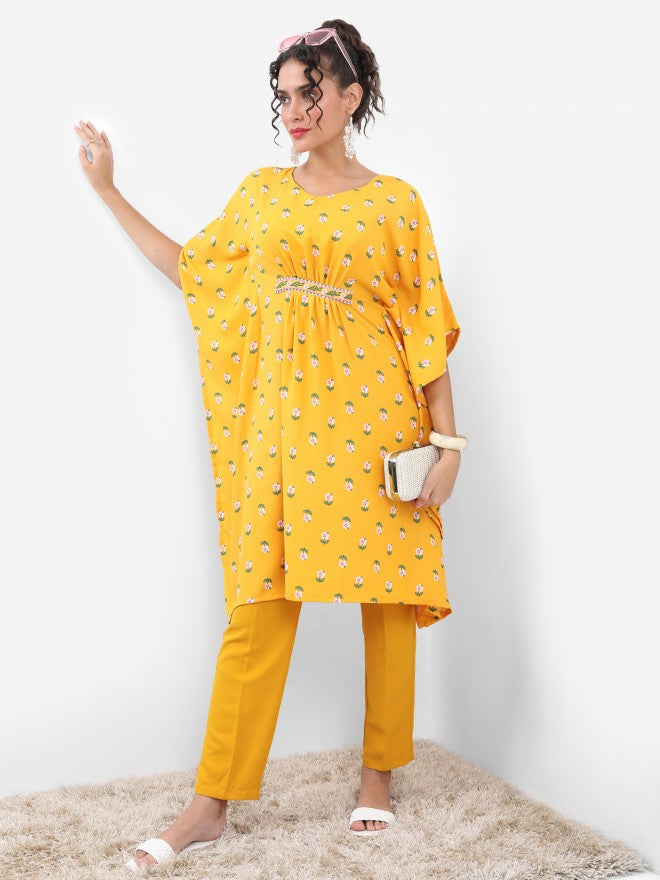 Vishudh Women Yellow Printed Top With Dhoti Pant - Yellow - Image 4