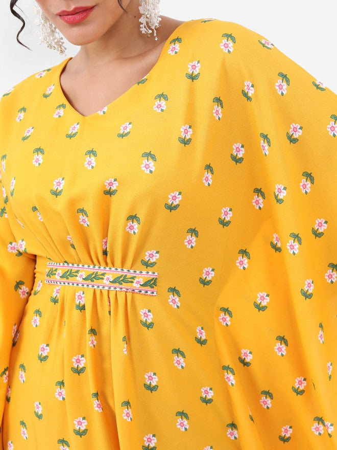 Vishudh Women Yellow Printed Top With Dhoti Pant - Yellow - Image 5