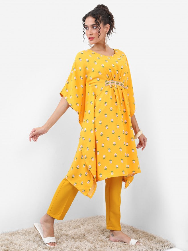 Vishudh Women Yellow Printed Top With Dhoti Pant - Yellow - Image 6