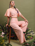 Vishudh Women Peach Top With Pant - Peach - Image 1