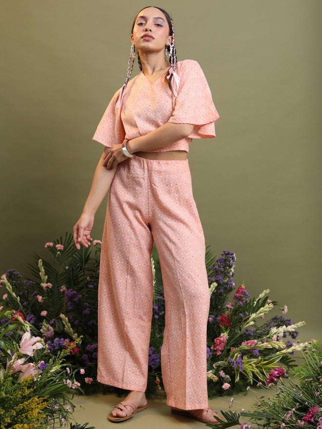 Vishudh Women Peach Top With Pant - Peach - Image 2