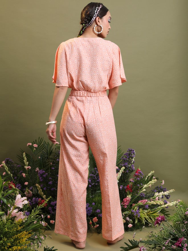 Vishudh Women Peach Top With Pant - Peach - Image 3