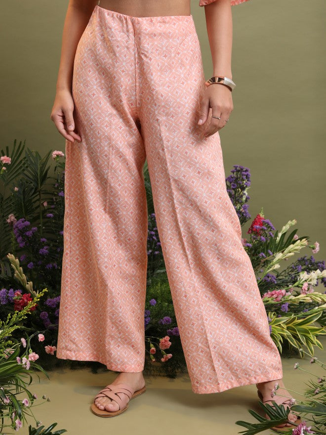 Vishudh Women Peach Top With Pant - Peach - Image 7
