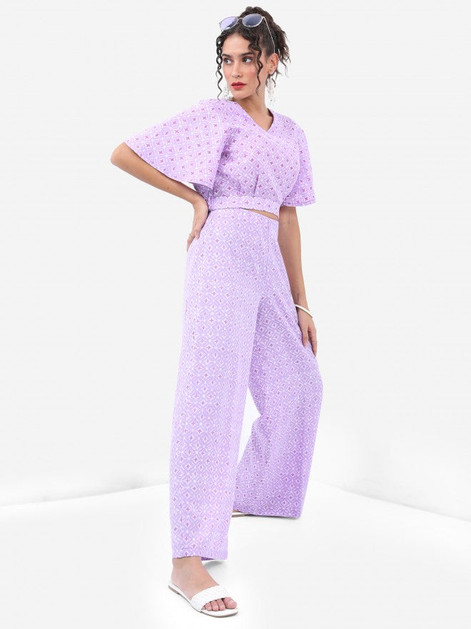 Vishudh Women Lavender Top With Palazzo - Lavender - Image 6
