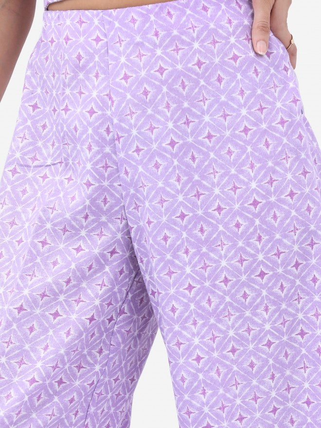 Vishudh Women Lavender Top With Palazzo - Lavender - Image 7
