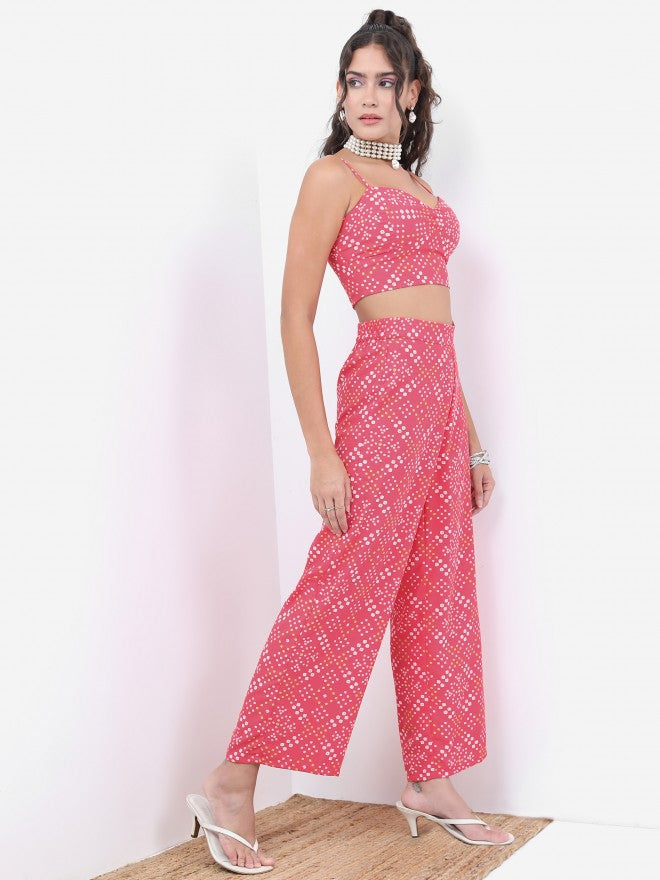 Vishudh Women Pink Printed Top With Palazzo - Pink - Image 5