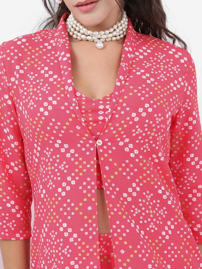Vishudh Women Pink Printed Top With Palazzo - Pink - Image 6