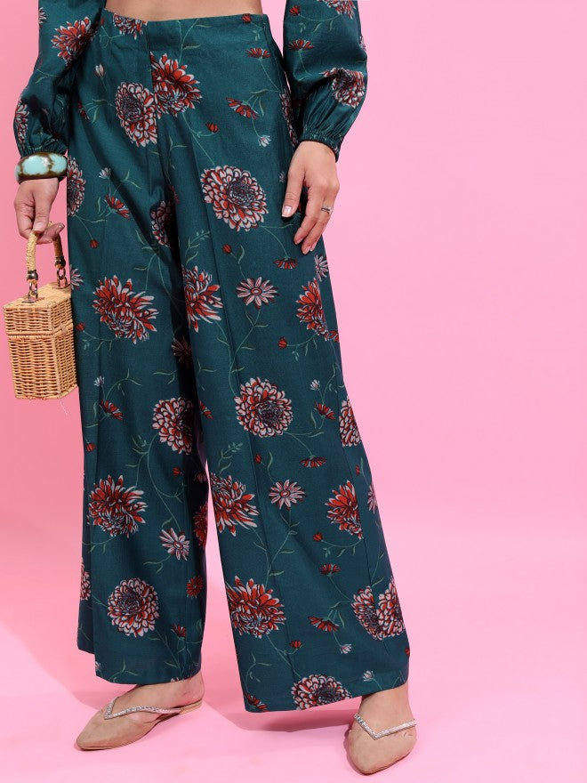 Vishudh Women Teal Top With Trouser - Teal - Image 7