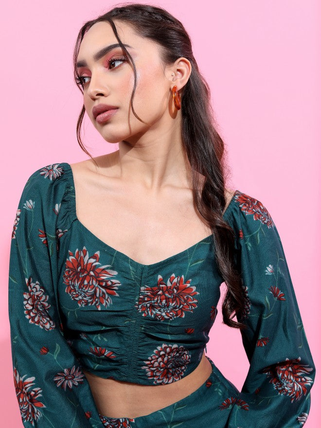 Vishudh Women Teal Top With Trouser - Teal - Image 8