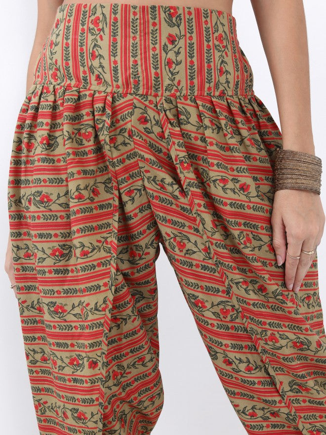 Vishudh Women Red Printed Kurta With Dhoti Pant And Dupatta - Red - Image 6