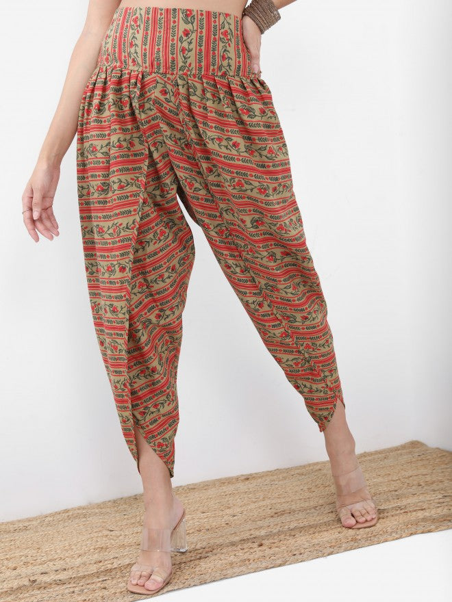 Vishudh Women Red Printed Kurta With Dhoti Pant And Dupatta - Red - Image 7