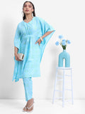 Vishudh Women Blue Printed Top With Trouser - Blue - Image 1