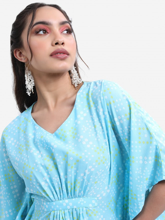 Vishudh Women Blue Printed Top With Trouser - Blue - Image 2