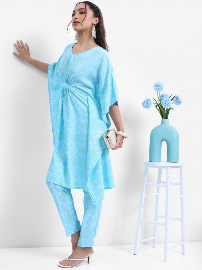 Vishudh Women Blue Printed Top With Trouser - Blue - Image 4