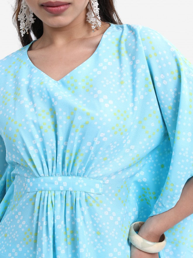 Vishudh Women Blue Printed Top With Trouser - Blue - Image 5