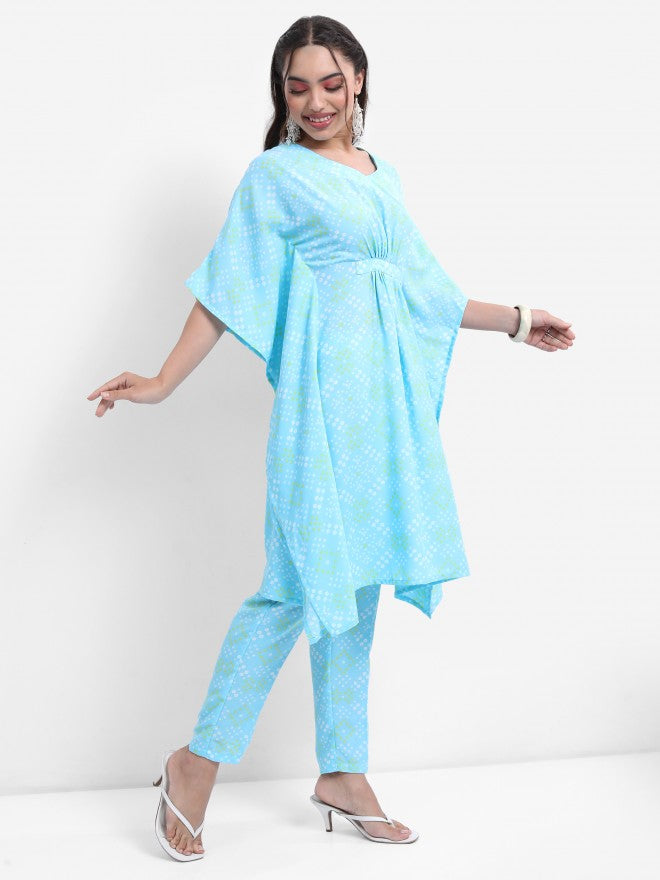 Vishudh Women Blue Printed Top With Trouser - Blue - Image 6