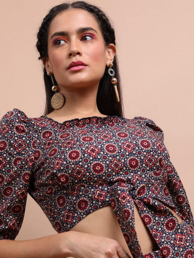 Vishudh Women Red Top With Palazzo - Red - Image 2