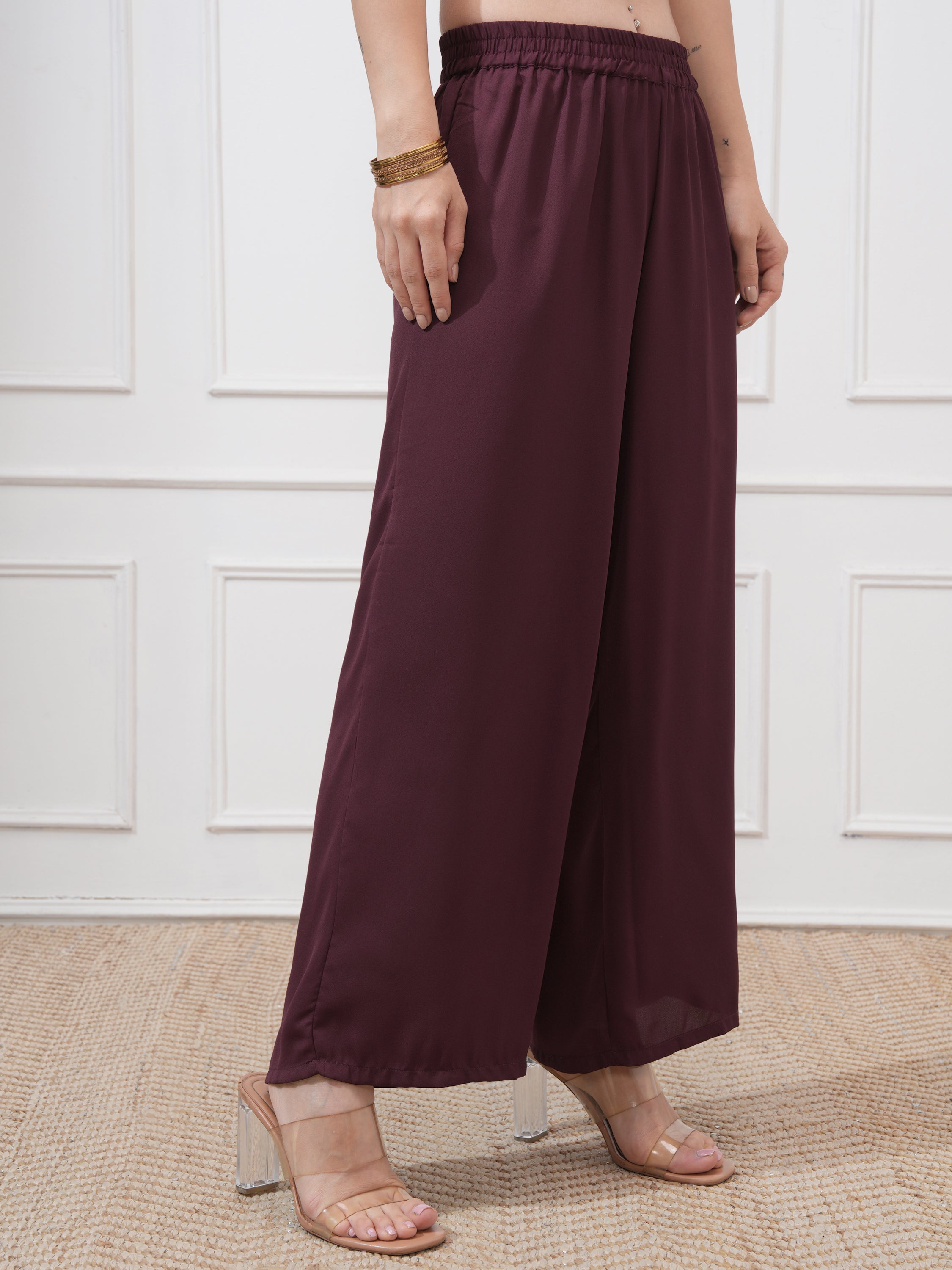 Vishudh Women Burgundy Embroidered Kurta With Palazzo And Dupatta - Burgundy - Image 7
