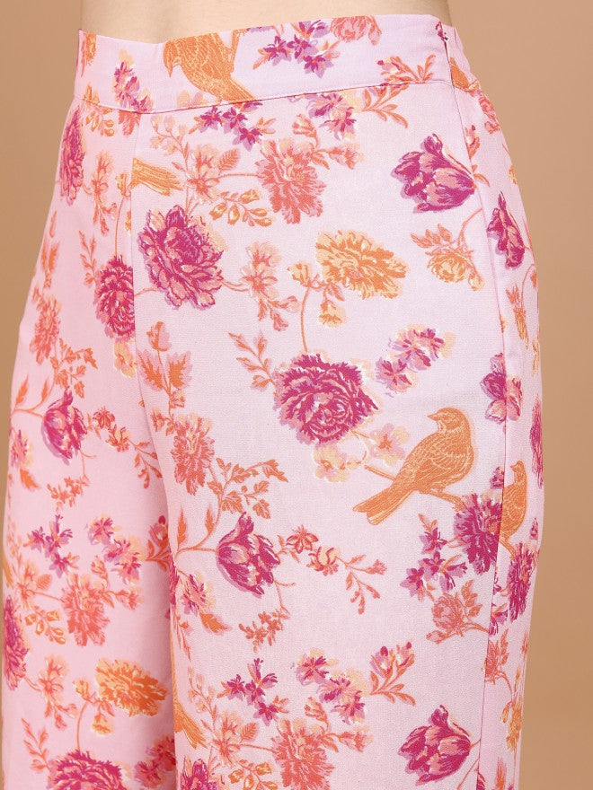 Vishudh Women Pink Top With Palazzos - Pink - Image 6