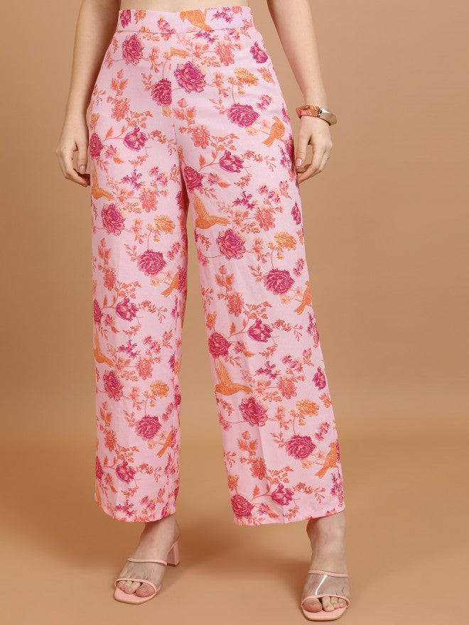 Vishudh Women Pink Top With Palazzos - Pink - Image 7